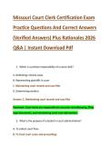Missouri Court Clerk Certification Exam &NewLine;Practice Questions And Correct Answers &NewLine;&lpar;Verified Answers&rpar; Plus Rationales 2026 &NewLine;Q&A &vert; Instant Download Pdf 