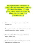 Driving School Final Exam WITH ACCURATE QUESTIONS AND ANSWERS &lpar;VERIFIED ANSWERS&rpar; &vert; LATEST &lpar;2026&sol;2027&rpar; UPDATED VERSION &vert; 100&percnt; GUARANTEED PASS &lbrace;JUST RELEASED&rcub;