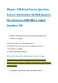 Missouri CPA Exam Practice Questions &NewLine;And Correct Answers &lpar;Verified Answers&rpar; &NewLine;Plus Rationales 2026 Q&A &vert; Instant &NewLine;Download Pdf