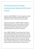 AP Computer Science Principles Vocabulary Exam Questions With Correct Answers 