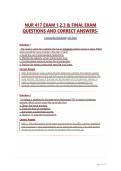 NUR 417 EXAM 1&comma;2&comma;3 & FINAL EXAM QUESTIONS AND CORRECT ANSWERS-Concordia University-ST