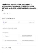 TN PESTICIDES C7 EXAM WITH CORRECT ACTUAL QUESTIONS AND CORRECTLY WELL DEFINED ANSWERS LATEST ALREADY GRADED A&plus;