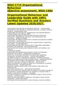 WGU C715 Organizational Behavior Objective Assessment & WGU C484 Organizational Behavior and Leadership Guide &vert; 100&percnt; Verified Questions and Answers &vert; Latest Updated 2026&sol;2027&NewLine;