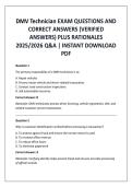 DMV Technician EXAM QUESTIONS AND CORRECT ANSWERS &lpar;VERIFIED ANSWERS&rpar; PLUS RATIONALES 2025&sol;2026 Q&A &vert; INSTANT DOWNLOAD PDF