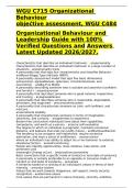 WGU C715 Organizational Behavior Objective Assessment & WGU C484 Organizational Behavior and Leadership Guide &vert; 100&percnt; Verified Questions and Answers &vert; Latest Updated 2026&sol;2027