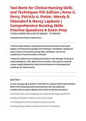 Test Bank for Clinical Nursing Skills and Techniques 11th Edition &vert; Anne G&period; Perry&comma; Patricia A&period; Potter&comma; Wendy R&period; Ostendorf & Nancy Laplante &vert; Comprehensive Nursing Skills Practice Questions & Exam Prep