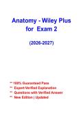 Anatomy Wiley Plus Exam 2 Questions & Verified Answers &vert; Complete Human Anatomy Exam Prep Guide &vert; 2026&ndash;2027 Latest Review &vert; Graded A&plus;
