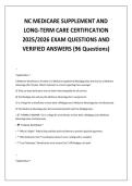 NC MEDICARE SUPPLEMENT AND &NewLine;LONG-TERM CARE CERTIFICATION &NewLine;2025&sol;2026 EXAM QUESTIONS AND &NewLine;VERIFIED ANSWERS
