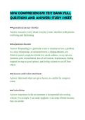 MSW COMPREHENSIVE TEST BANK FULL &NewLine;QUESTIONS AND ANSWERS STUDY SHEET