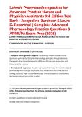 Lehne's Pharmacotherapeutics for Advanced Practice Nurses and Physician Assistants 3rd Edition Test Bank &vert; Jacqueline Burchum & Laura D&period; Rosenthal &vert; Complete Advanced Pharmacology Practice Questions & APRN&sol;PA Exam Prep &lpar;2026&rpar;