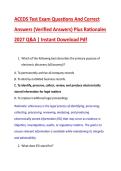 ACEDS Test Exam Questions And Correct &NewLine;Answers &lpar;Verified Answers&rpar; Plus Rationales &NewLine;2027 Q&A &vert; Instant Download Pdf 