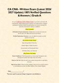 CA CNA - Written Exam &lpar;Latest 2026&sol; 2027 Update&rpar; 100&percnt; Verified Questions & Answers &vert; Grade A&NewLine;&NewLine;