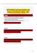 NCCCO Mobile Crane Exam Questions and Answers &vert; Fall 2026&sol;2027 Update &vert; 100&percnt; Correct Latest &lpar;Graded A&plus;&rpar;&NewLine;