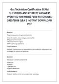 Gas Technician Certification EXAM QUESTIONS AND CORRECT ANSWERS &lpar;VERIFIED ANSWERS&rpar; PLUS RATIONALES 2025&sol;2026 Q&A &vert; INSTANT DOWNLOAD PDF