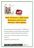 NUR 103 Exam 1 2026 &vert; 300&plus; NCLEX-Style Questions & Correct Answers &vert; Fundamentals of Nursing &vert; Nursing Ethics&comma; Professional Roles&comma; Therapeutic Communication & Nursing Process