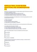 NURS110 FINAL EXAM REVIEW QUESTIONS AND ANSWERS&lpar;RATED A&plus;&rpar;
