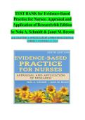 TEST BANK for Evidence-Based Practice for Nurses&colon; Appraisal and Application of Research 6th Edition by Nola A&period; Schmidt & Janet M&period; Brown ALL CHAPTERS 1-10 WITH EXPERT APPROVED QUSTIONS & CORRECT ANSWERS&vert; A&plus; PASS&NewLine;