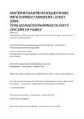 MIDTERM EXAM REVIEW QUESTIONS WITH CORRECT ANSWERS LATEST &lpar;2025-2026&rpar; ADVANCED PHARMACOLOGY FOR CARE OF FAMILY 
