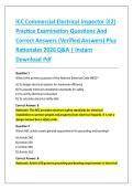 ICC Commercial Electrical Inspector &lpar;E2&rpar; &NewLine;Practice Examination Questions And &NewLine;Correct Answers &lpar;Verified Answers&rpar; Plus &NewLine;Rationales 2026 Q&A &vert; Instant &NewLine;Download Pdf