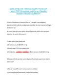 NUR 384 Exam 4 Mental Health Final Exam &NewLine;Latest 2026 Questions and Correct Detailed &NewLine;Answers Already Graded A&plus; 