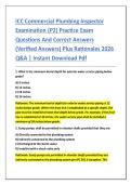 ICC Commercial Plumbing Inspector &NewLine;Examination &lpar;P2&rpar; Practice Exam &NewLine;Questions And Correct Answers &NewLine;&lpar;Verified Answers&rpar; Plus Rationales 2026 &NewLine;Q&A &vert; Instant Download Pdf
