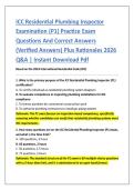 ICC Residential Plumbing Inspector &NewLine;Examination &lpar;P1&rpar; Practice Exam &NewLine;Questions And Correct Answers &NewLine;&lpar;Verified Answers&rpar; Plus Rationales 2026 &NewLine;Q&A &vert; Instant Download Pdf 