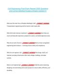 Civil Engineering Final Exam Newest 2026 Questions &NewLine;and Correct Detailed Answers Already Graded A&plus;