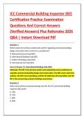 ICC Commercial Building Inspector &lpar;B2&rpar; &NewLine;Certification Practice Examination &NewLine;Questions And Correct Answers &NewLine;&lpar;Verified Answers&rpar; Plus Rationales 2026 &NewLine;Q&A &vert; Instant Download Pdf