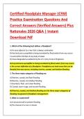 Certified Floodplain Manager &lpar;CFM&rpar; &NewLine;Practice Examination Questions And &NewLine;Correct Answers &lpar;Verified Answers&rpar; Plus &NewLine;Rationales 2026 Q&A &vert; Instant &NewLine;Download Pdf