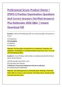 Professional Scrum Product Owner I &NewLine;&lpar;PSPO I&rpar; Practice Examination Questions &NewLine;And Correct Answers &lpar;Verified Answers&rpar; &NewLine;Plus Rationales 2026 Q&A &vert; Instant &NewLine;Download Pdf