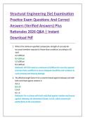 Structural Engineering &lpar;Se&rpar; Examination &NewLine;Practice Exam Questions And Correct &NewLine;Answers &lpar;Verified Answers&rpar; Plus &NewLine;Rationales 2026 Q&A &vert; Instant &NewLine;Download Pdf