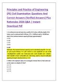 Principles and Practice of Engineering &NewLine;&lpar;PE&rpar; Civil Examination Questions And &NewLine;Correct Answers &lpar;Verified Answers&rpar; Plus &NewLine;Rationales 2026 Q&A &vert; Instant &NewLine;Download Pdf