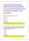 Fundamentals of Engineering &lpar;FE&rpar; &NewLine;Examination Practice Exam Questions &NewLine;And Correct Answers &lpar;Verified Answers&rpar; &NewLine;Plus Rationales 2026 Q&A &vert; Instant &NewLine;Download Pdf