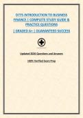 D775 INTRODUCTION TO BUSINESS FINANCE &vert; COMPLETE STUDY GUIDE & PRACTICE QUESTIONS