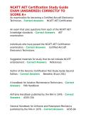 NCATT AET Certification Study Guide EXAM &lpar;ANSWERED&rpar; CORRECTLY TO SCORE A&plus;&period;