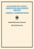 IGCSE BUSINESS UNIT 5 FINANCE &vert; COMPLETE STUDY GUIDE & PRACTICE QUESTIONS
