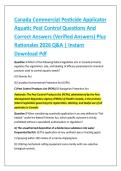 Canada Commercial Pesticide Applicator &NewLine;Aquatic Pest Control Questions And &NewLine;Correct Answers &lpar;Verified Answers&rpar; Plus &NewLine;Rationales 2026 Q&A &vert; Instant &NewLine;Download Pdf