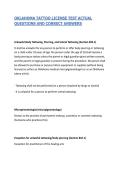 OKLAHOMA TATTOO LICENSE TEST ACTUAL QUESTIONS AND CORRECT ANSWERS