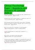 Clinical Psychology Exam 1 Questions and Answers All Updated 2026 A&plus;