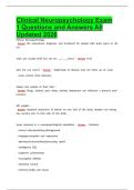 Clinical Neuropsychology Exam 1 Questions and Answers All Updated 2026