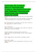 Chapter 15&colon; Clinical Health Psychology&comma; Clinical Neuropsychology and Forensic Psychology Questions and Answers Updated 2026
