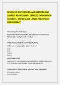 ADVANCED INSPECTOR EXAM QUESTIONS AND CORRECT ANSWER WITH DETAILED EXPLANATI