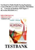Updated&sol;Latest Public Health Nursing Population-Centered Health Care in the Community 10th Edition Marcia Stanhope Jeanette Lancaster Test Bank Complete Chapters 1&ndash;46 Comprehensive Community Health Nursing Questions Answers Rationales NCLEX Review Populat