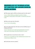 NEUROBIOLOGY OF THE BRAIN ACTUAL &NewLine;TEST QUESTIONS AND ANSWERS BUNDLED &NewLine;REVIEW MATERIAL 