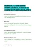 NEUROBIOLOGY OF THE BRAIN &NewLine;CERTIFICATION EVALUATION TESTED &NewLine;QUESTIONS WITH DETAILED SOLUTIONS 