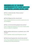 NEUROBIOLOGY OF THE BRAIN &NewLine;COMPREHENSIVE TEST PAPER QUESTIONS &NewLine;AND VERIFIED ANSWERS REVIEW SHEET 
