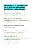 NEUROBIOLOGY OF THE BRAIN FINAL &NewLine;PAPER QUESTIONS AND CORRECT &NewLine;ANSWERS FULL REVIEW RESOURCE 