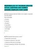 NEUROBIOLOGY OF THE BRAIN UPDATED &NewLine;ACTUAL QUESTIONS AND CORRECT &NewLine;ANSWERS COMPLETE STUDY GUIDE 