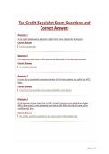 Tax Credit Specialist Exam Questions and Correct Answers