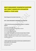 WASTE MANAGEMENT EXAMINATION QUESTIONS AND CORRECT ANSWER WITH EXPLANATION